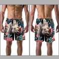 thumbnail image 3 of luoweisi Men's Beach Shorts Quick Dry Swim Trunks with Mesh Lining Abstract Rhinoceros 2XL, 3 of 5