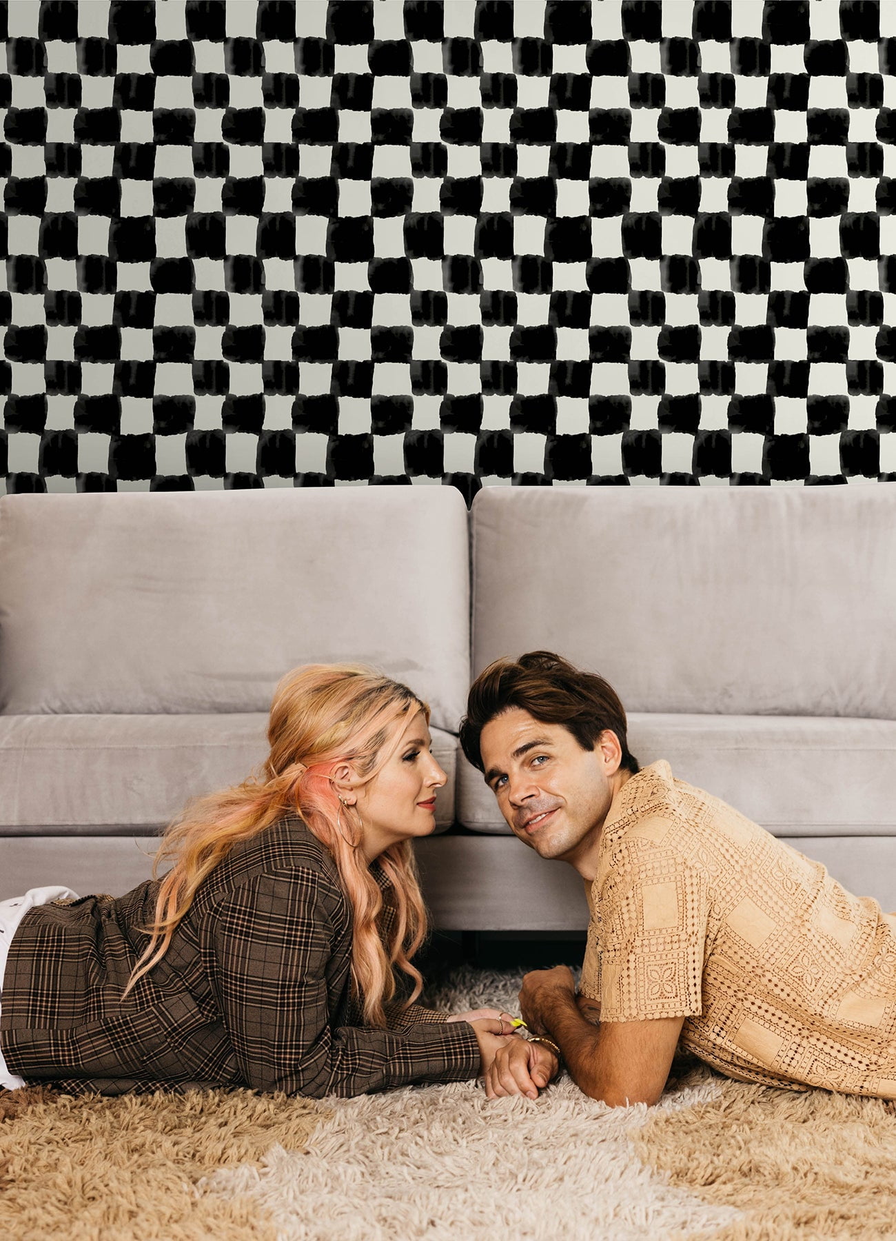 Mr. Kate Tess Watercolor Checker Peel and Stick Wallpaper