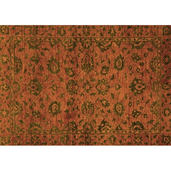 Ahgly Company Indoor Rectangle Abstract Orange Modern Area Rugs, 3' x 5'