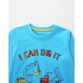 thumbnail image 4 of DDSOL Toddler Boys Graphic Tees Long Sleeves Shirts Excavator Cotton Tops Blue 4T, 4 of 7