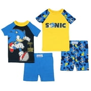 Sonic The Hedgehog Boys' 1 More Level 4 Piece Short Sleeve Pajama Set (SM, 6)