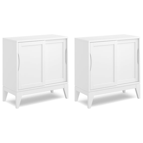 Simpli Home Harper Solid Wood 30 inch Storage Cabinet in White (Set of 2)