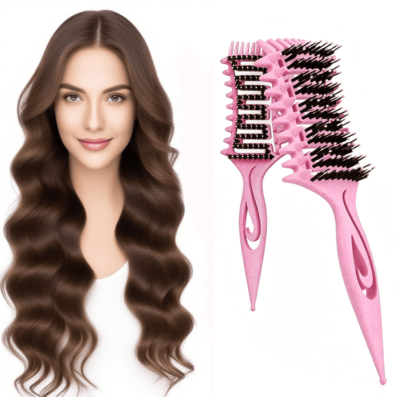 DUAIU Curl Defining Brush,Curly Hair Brush,Vented Hair Brush for Detangling, Shaping and Defining Curls For Women and Men Less Pulling (Pink)