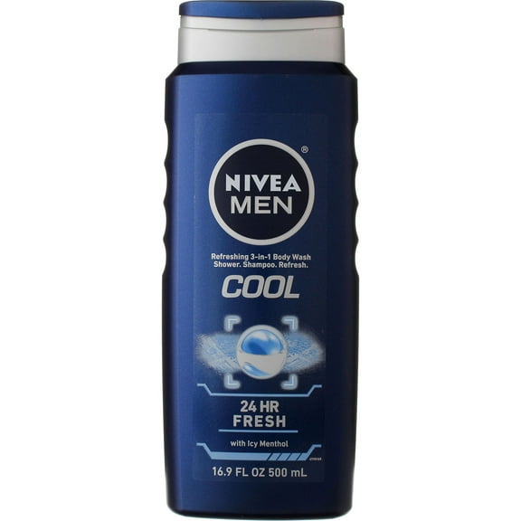 Nivea Men Cool 3-in-1 Body Wash, 16.9 fl oz (1 Pack)