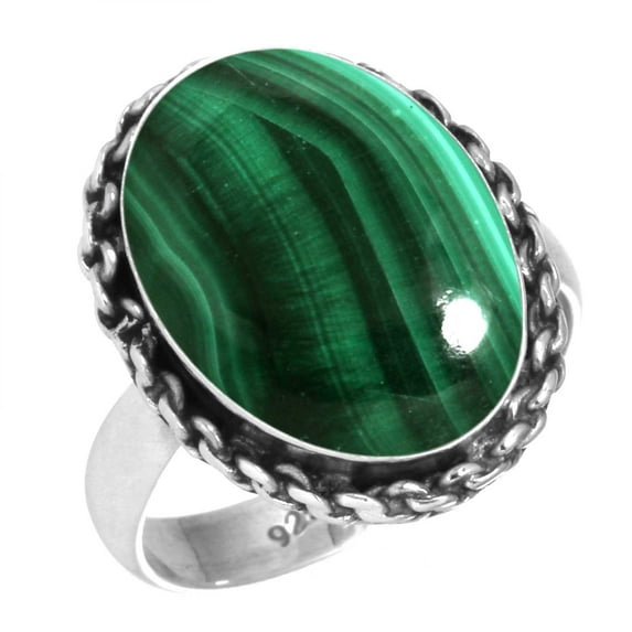 925 Silver Ring For Women - Men Green Genuine Malachite Stone Silver Ring Size 10 May Birthstone Handmade Silver Ring Size 10 Gift For Sister On Easter 925 Silver Jewelry With Gemstone