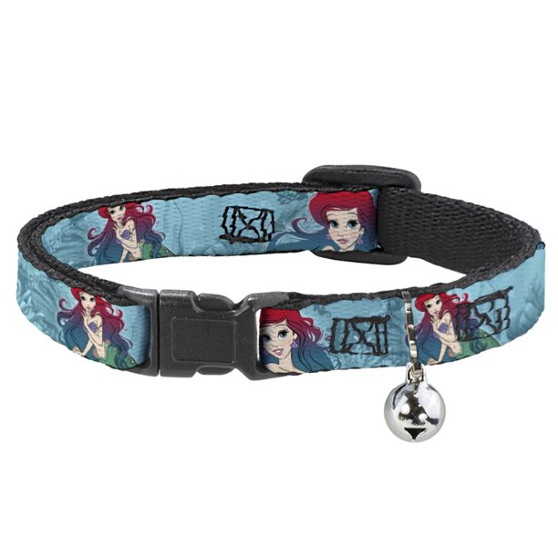 Disney Cat Collar, Breakaway Collar with Bell, Ariel Poses Coral Castle