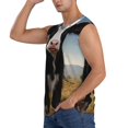 thumbnail image 3 of Fotbe Men's Cute Prairie Cow Print Men's Sleeveless Muscle Tank Tops Casual T-Shirts for Gym Workout Beach-Small, 3 of 8