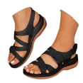 thumbnail image 1 of IUJSOY Womens Comfort Arch Support Sandals Open Toe Hollow out Orthotic Walking Low Wedge Slides, 1 of 9