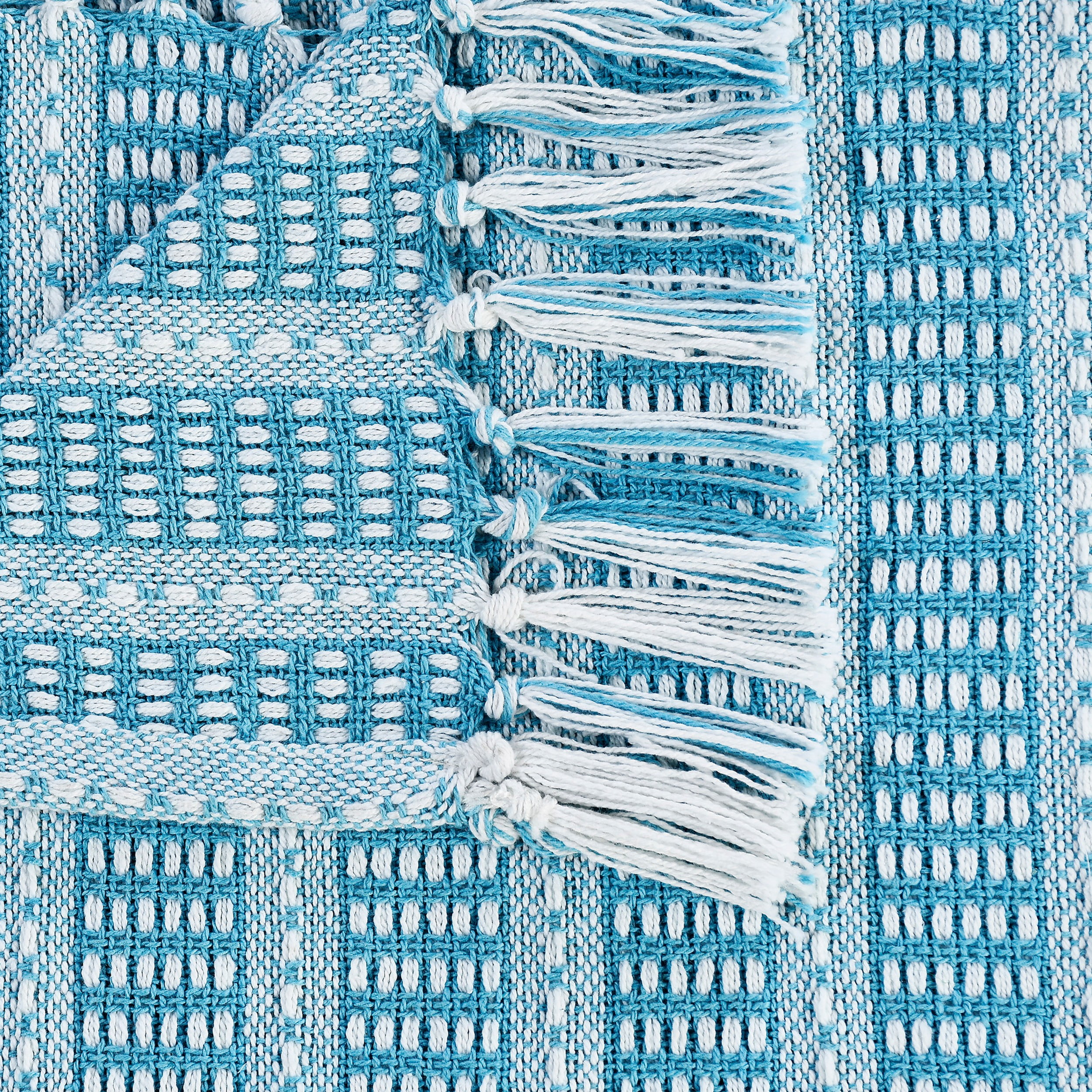 Ox Bay And Evette Rios Maui Blue Geometric Striped Adult Cotton Throw Blanket, 50" x 60"