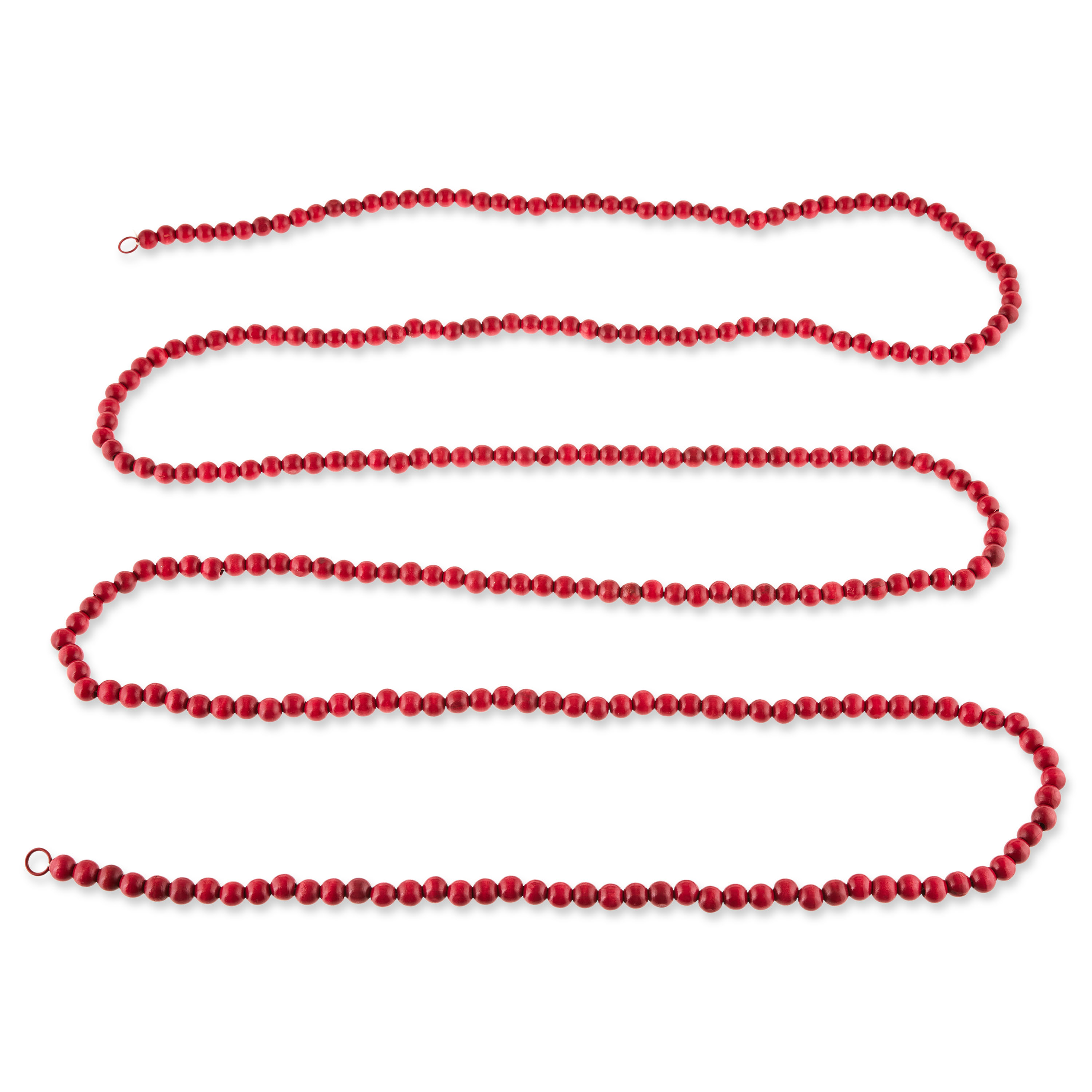 Set of 2,Holiday Time 14mm Red Natural Decorative Wood Bead Garland,12 feet