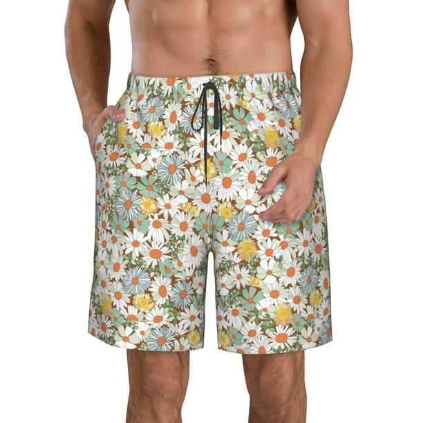Fotbe Daisy Trajes de Baño Estampados para Hombre, Shorts de Verano de Secado Rápido, Ropa de Playa, Bañadores-XX-Large