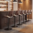 thumbnail image 2 of EOP Modern Upholstered Barstools Set of 6, Adjustable Height Counter Stools with Bentwood, Faux Leather Swivel Bar Stools with Metal Frame, Beige, 2 of 8