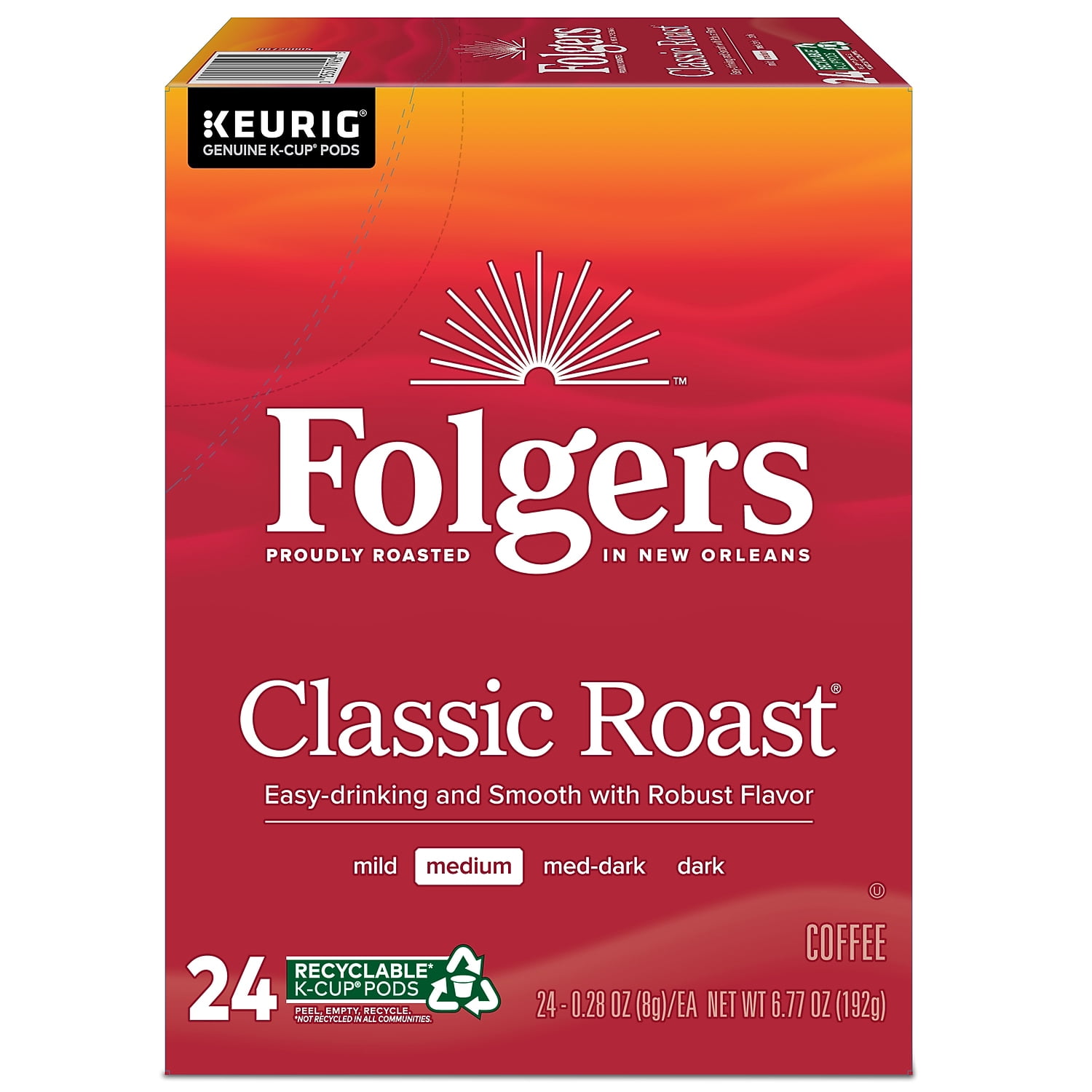 Folgers Classic Roast K-Cup for Keurig Brewers, 96 Count