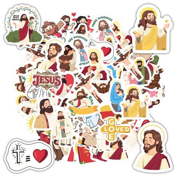 35pcs Christianity Stationery Stickers Jesus Faith Stickers Religious Kids Stickers for Laptops Notebooks Suitcases