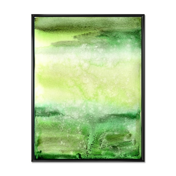 Pastel Abstract With Beige and Dark Green & Spots 12 in x 20 in Framed Painting Canvas Art Print, by Designart