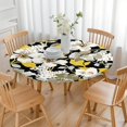 thumbnail image 3 of Fitted Round Tablecloth with Garden Style Floral Design, Elastic Edge for Secure Fit, Reusable Polyester Material, Fits 44-52 Inch Table, 3 of 7