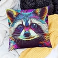 thumbnail image 2 of Patifu Watercolor Raccoon Throw Pillow Cover,Cute Wild Animal Pillow Cover ,Colourful Tie Dye Cushion Cover,Rainbow Fluid Painting Style Decorative Square Pillow Case 12x12in, 2 of 5