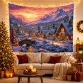 thumbnail image 3 of Snowy Mountain Winter Village with Glowing Chalets, Cozy Cottagecore for Nature Lovers, Scenic Landscape Art Decor, Christmas Gift Tapestry Wall Hanging for Bedroom and Living Room, 3 of 7