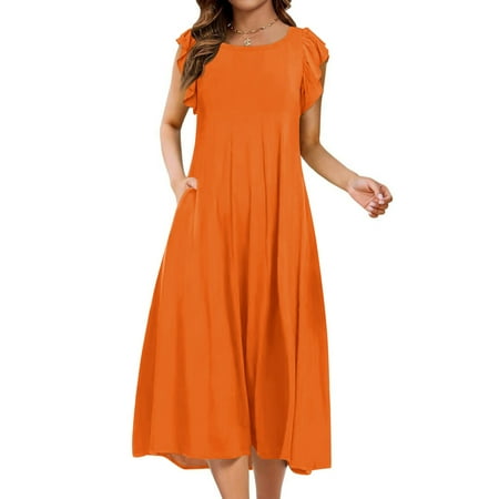 Plus Size Loose Fit Summer Dresses 4Th Of July Outfits  Date Night for Women Cocktail Elegant Short Dress Tube Top Birthday Going Out Little Corset Graduation Wedding and Orange S