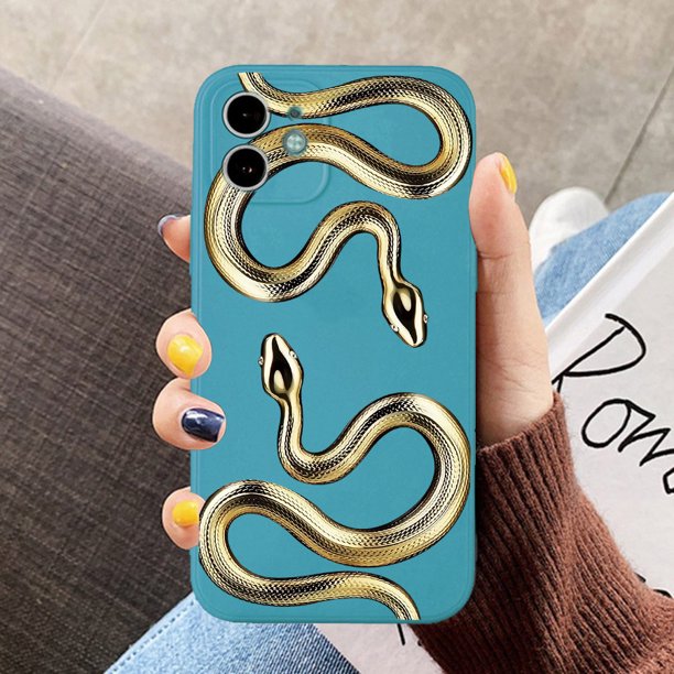 Lujosa funda dorada de serpiente para iPhone, carcasa de dragón para iPhone 14, 13, 12, 11 Pro Max, Mini, X, XR, XS Max, SE, 7, 8 Plus, 13 Fivean unisex