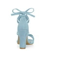 thumbnail image 4 of BLISSFUL STEP Women's Open Toe Lace-Up High Block Heeled Sandals Sky Blue (Size 7), 4 of 7