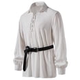 thumbnail image 4 of Men's Casual Solid Color Pullover Long Sleeve Stand Collar Shirt, 4 of 6