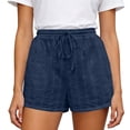 thumbnail image 7 of Lumtrix Women's Boho Eyelet Short Summer Vacation Wide Leg Drawstring Elastic waist Shorts with Pockets Navy XL, 7 of 7