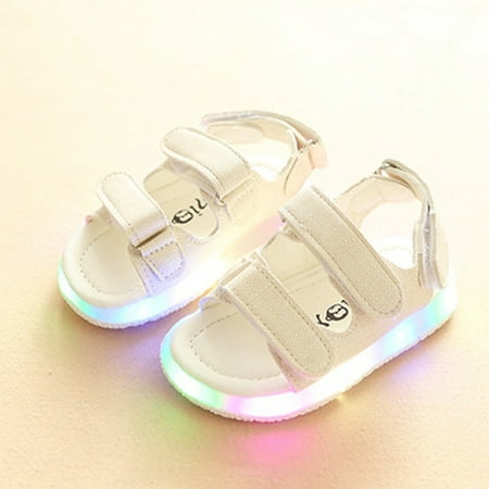 

HAXMNOU Children Kids Sport Boys Girls Kids Sandals LED Luminous Shoes Sneakers White