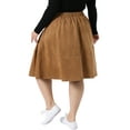 thumbnail image 3 of Agnes Orinda Women's Plus Size Faux Suede Skirt Elastic High Waist A Line Midi Skirts with Pockets 1X Brown, 3 of 6