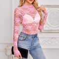 thumbnail image 3 of ZIXKCGDSE Mesh Long Sleeve Top for Women Lace Shirts See Through Floral Embroidery Blouse Size S, 3 of 4