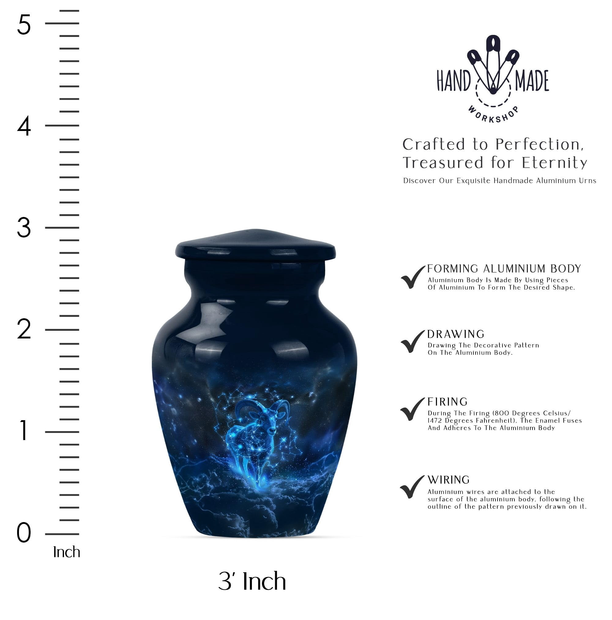 SUBSH Goat Urn - Mini Urns - Adult Cremation Urns - Urns for Cremation Ashes - Burial Urns for Cremated Remains - Cremation Urns for Human Ashes Adult Male (3 inch Pack of 2)