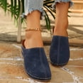 thumbnail image 6 of Crunowin Women's Wedge Heel Sandals, Closed Toe One Strap Trendy Style Casual Comfortable Shoes Navy, 6 of 9