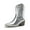 SILVER-PU, variant on Women's Cowboy Boots, Pointed Toe Chunky Heel Cowgirl Boots, Zipper Pull-On Stitched Western Boots Ankle Boots for Ladies