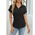 thumbnail image 7 of Ashirexll Short Sleeve Shirts for Women, Womens Tops Dressy Casual, Women's Summer Solid Color Collared Knitted Short Sleeve Top with Pockets, 7 of 7