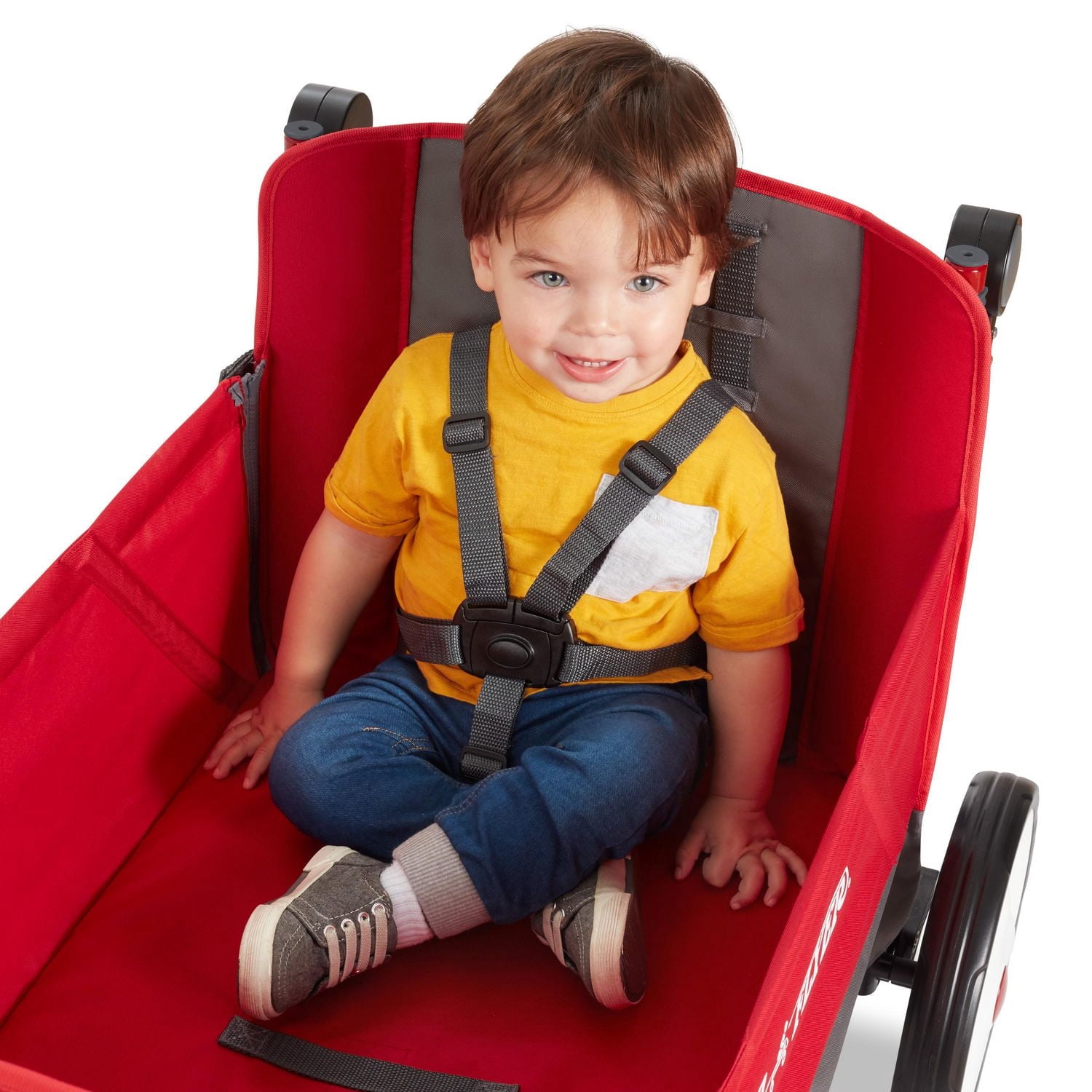 Radio Flyer Convertible Stroll N Wagon with Pull & Push Handle, Red/Black