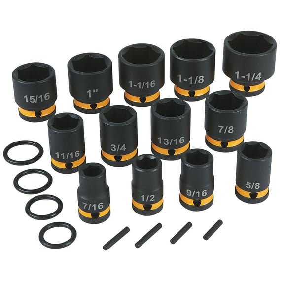 Klutch 1/2in.-Drive Impact Socket Set, 13 Pcs., SAE, Chrome Molybdenum