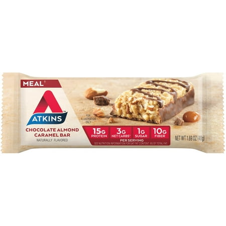 Atkins Protein Meal Bar, Chocolate Almond Caramel, Keto Friendly, 5 Count
