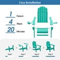 thumbnail image 2 of Folding Adirondack Chair, All-Weather HDPE Patio Chair with Cup Holders, Aqua, 2 of 7