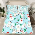 thumbnail image 2 of Feelyou Winter Snowman Twin Sheet Sets for Teen, Xmas Tree Twin Fitted Sheet, Merry Christmas Flat Sheet, Microfiber Bedroom Decor, 3 Pieces, 2 of 7