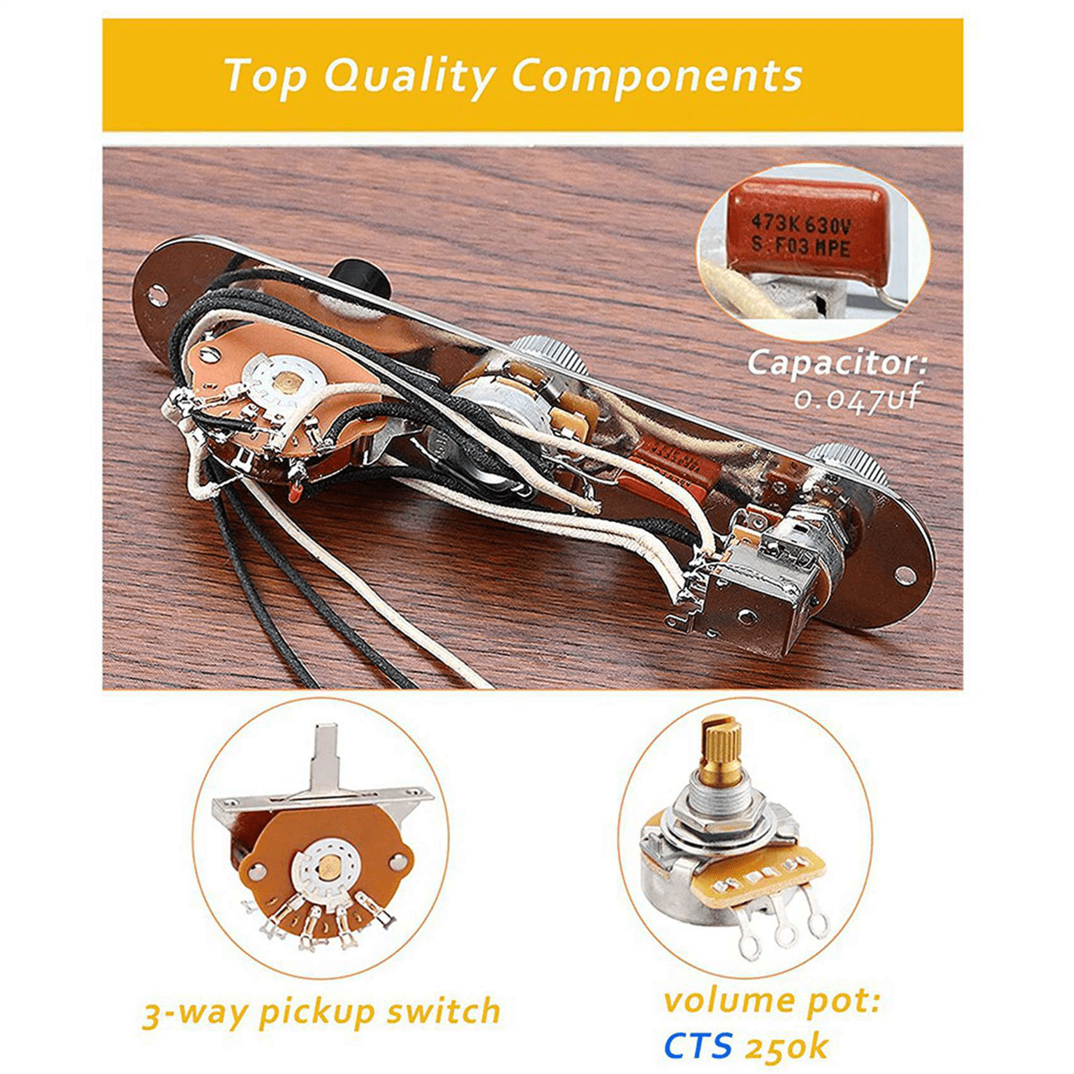 2X Prewired Guitar Control Plate,Loaded 3-Way Blade Switch Push Pull Potentiometer Excellent Pot Speed Knobs