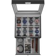 thumbnail image 1 of SONGMICS Caja de reloj con cerradura de seguridad y tapa de cristal 8 espacios, 1 of 5