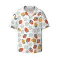 thumbnail image 4 of Uemuo Floral Strawberr Pattern Cotton Linen Short Sleeve Shirts,Casual Lightweight Button Down Shirts,Vacation Beach Summer Tops-, 4 of 7