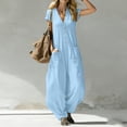 thumbnail image 6 of Guluxicc Jumpsuits for Women Casual Summer Sleeveless V Neck Button Down Overalls Beach Travel Vacation Rompers with Pockets, 6 of 7