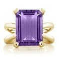 thumbnail image 2 of Gem Stone King 14x10mm 7.10 Ct Purple Amethyst 18K Yellow Gold Plated Silver Criss Cross X Ring (Size 5), 2 of 2