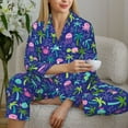 thumbnail image 6 of Xecao sea animals with palm tree Print Women Pajamas Set Soft Sleepwear Pjs long Sleeve Button Down Nightwear with Long Pants-XX-Large, 6 of 7