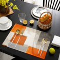 thumbnail image 3 of Burnt Orange Beige Placemats Set of 12, Abstract Modern Oil Painting Geometric Washable Wipeable Table Mats for Dining Tables, Indoor Outdoor Kitchen Place Mats for Holiday Party Table Decor, 3 of 9