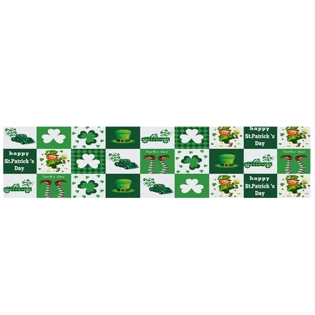 Cheapark Chemin de Table Rectangulaire en Polyester et Coton à Imprimé Trèfle pour la Saint-Patrick