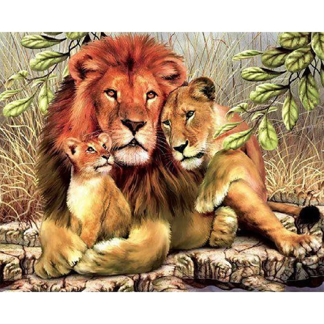 Pintura de diamante (DE4490) 5D DIY Animal Cuadrado Punto de cruz Decoración (T329) 45x60cm Hugtrwg Para estrenar