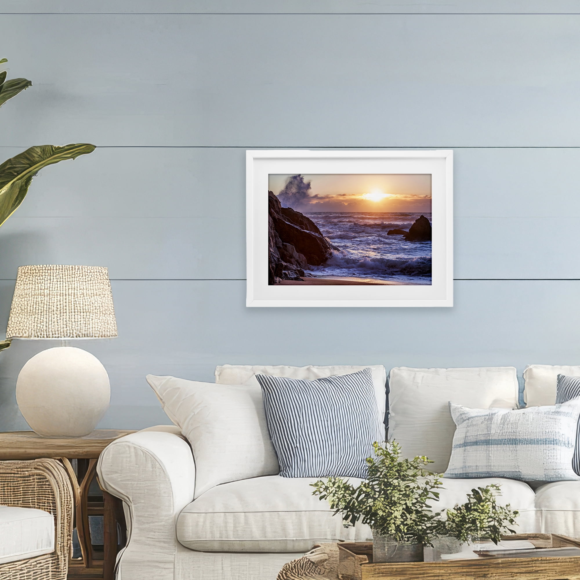 Stupell Industries Siren Song Rocky Shore White Framed Print Under Glass, design by Shelley Carlisle