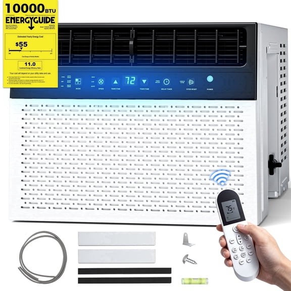 Patiosunny 10000 BTU Window Air Conditioner 6-In-1, Cools up to 450 Sq. Ft, Energy Saving, Air Conditioners w/ Washable Filter & Adjustable Window Fit